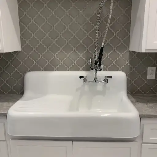 7 white double-bason fireclay sink" title="white double-bason fireclay sink